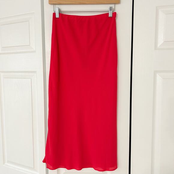 NWT REVOLVE Krisa Hot Pink/ Red Midi Skirt Size Small Satin Slip Skirt - Picture 3 of 5